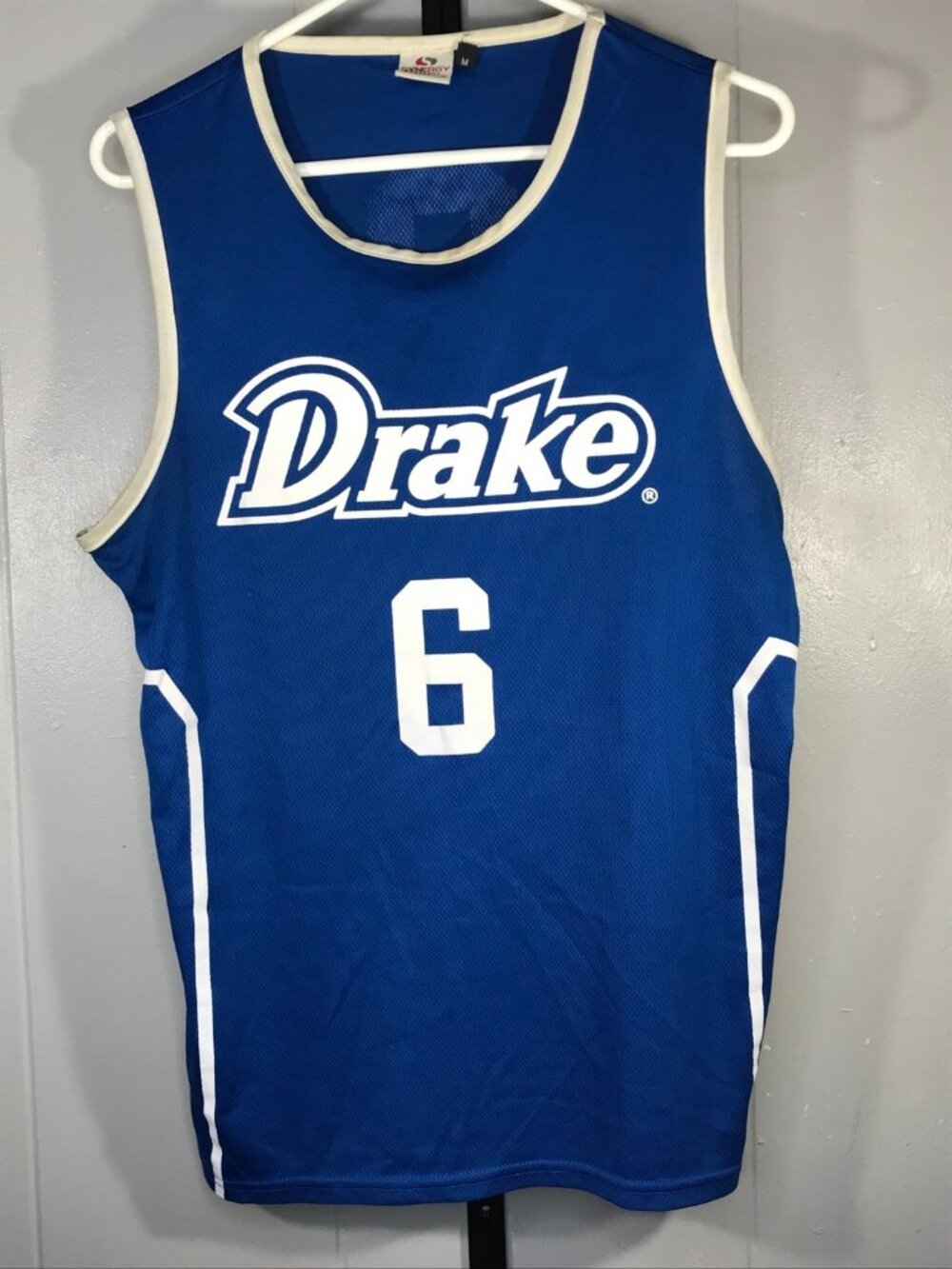 Drake University Bulldogs #6 Basketball Jersey Blue White Stripes mens Medium